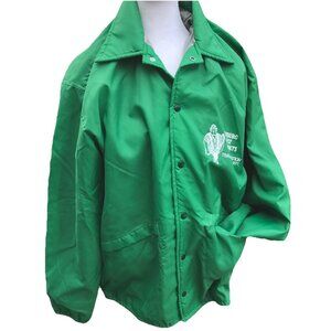 Vtg Jacket Mens Green Lined Nylon Coat Bomber 70s Rsbg Forest Products Lumber M
